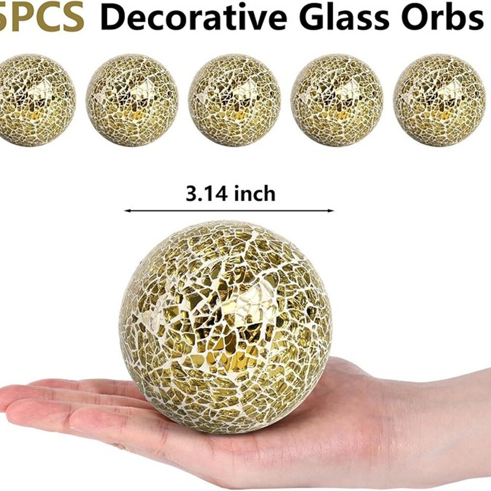 NEW 5PCS Decorative Glass Orbs, 3.14inch Mosaic Sphere Balls - Picture 3 of 7